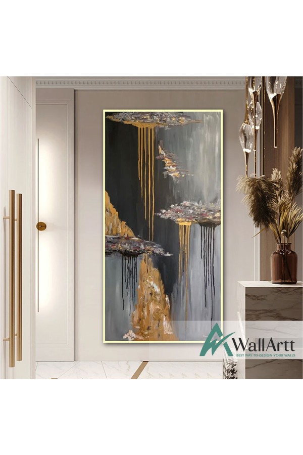 Abstract Gold Future Textured Partial Oil Painting